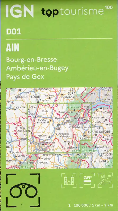 Fabrieksprijs TCD-01 Ain | overzichtskaart / fietskaart 1:100.000