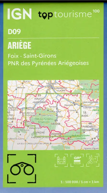 TCD-09 Ariège, Foix, Saint-Girons | overzichtskaart / fietskaart 1:100.000 Premium