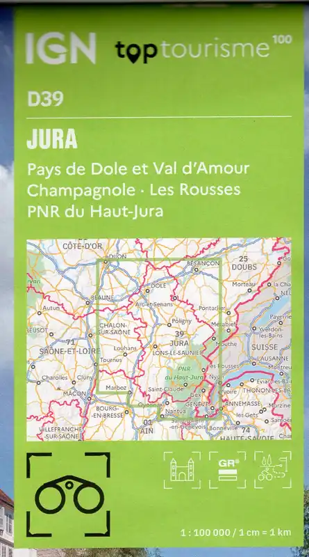 Koop Online TCD-39 Jura, Pays-de-Dôle | overzichtskaart / fietskaart 1:100.000
