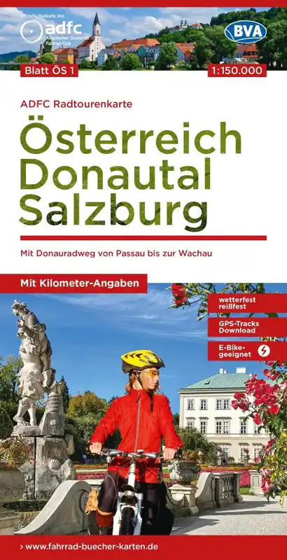 ADFC-ÖS1 Donautal Salzburg | fietskaart 1:150.000 Favoriet