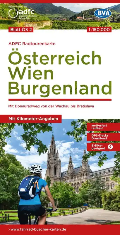 Meest Verkocht ADFC-ÖS2 Wien, Burgenland | fietskaart 1:150.000