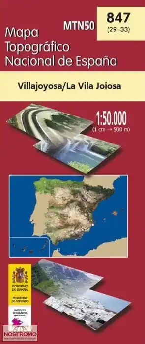 Merkproduct Hoja-847 Villajoyosa (la Vila Joiosa) top. wandelkaart 1:50.000