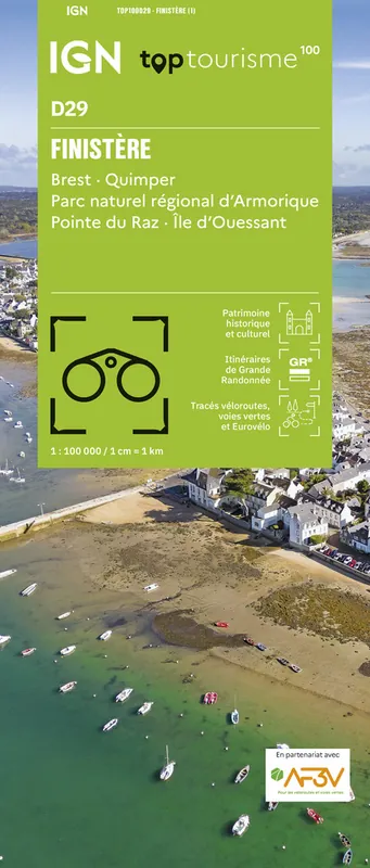 TCD-29 Finistère | overzichtskaart / fietskaart 1:100.000 Gereduceerde Prijs