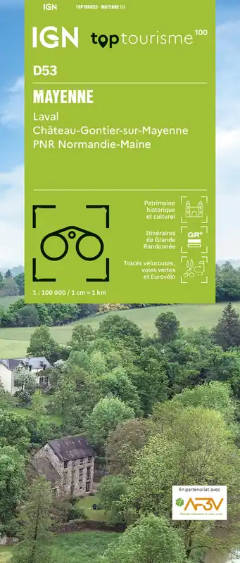 TCD-53 Mayenne | overzichtskaart / fietskaart 1:100.000 Veilige Betaling