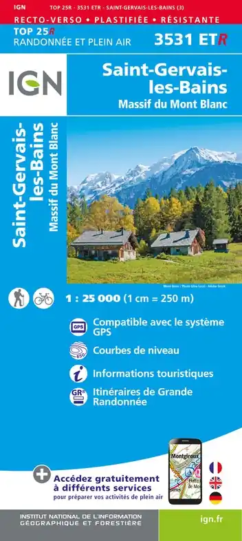 3531ETR St-Gervais-les-Bains, Massif du Mont Blanc | wandelkaart 1:25.000 Gereduceerde Prijs