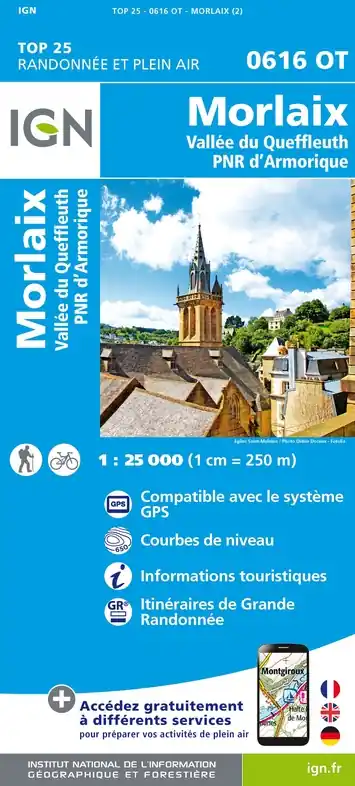 Direct Beschikbaar wandelkaart 0616OT Morlaix, Vallée Queffleuth /PNR Armorique1:25.000