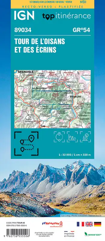 wandelkaart GR54: Tour de l'Oisans et des Écrins 1:32.000 Gereduceerde Prijs
