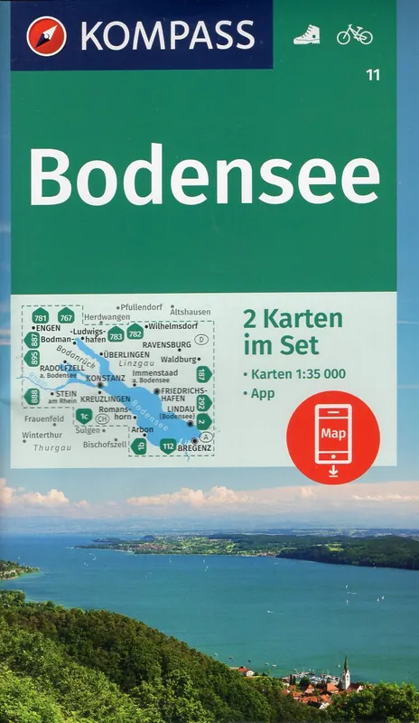 Kompass wandelkaart KP-11 Bodensee | set van 2 kaarten 1:35.000 Uitverkoop