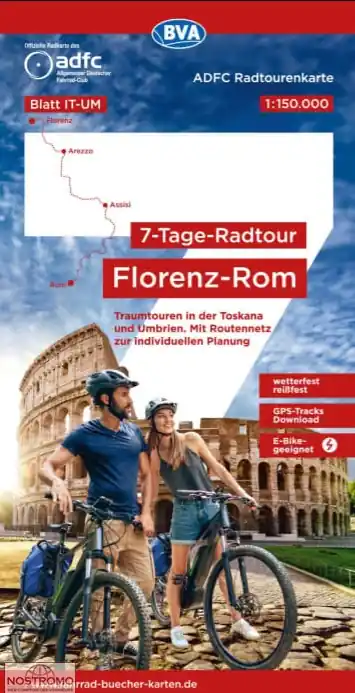 ADFC-Blatt IT-UM Florence - Rome | fietskaart 1:150.000 Uitverkoop