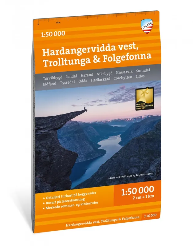 Fabrieksprijs CAL-118 Hardangervidda Vest, Trolltunga & Folgefonna wandelkaart 1:50.000