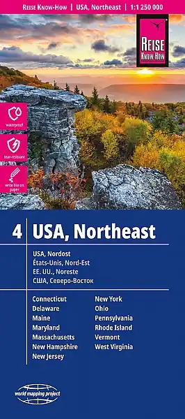 Weekendaanbieding USA-04 Northeast landkaart, wegenkaart 1:250.000