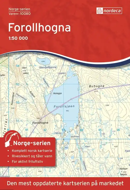 Direct Verzonden Topografische wandelkaart 10080 Forollhogna 1:50,000