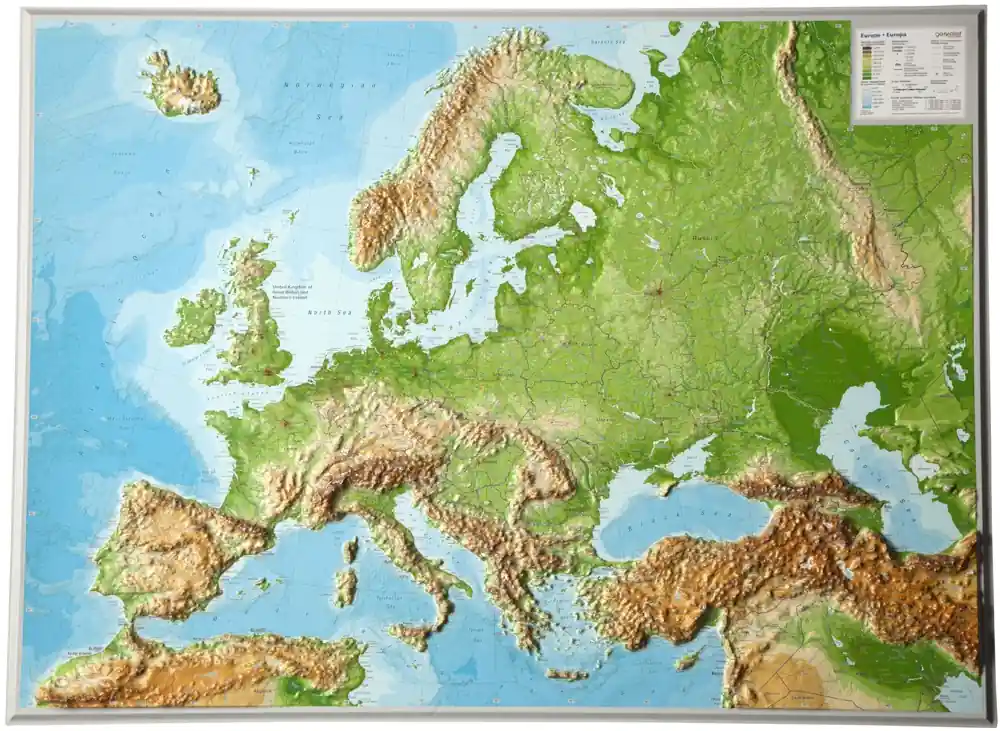 Reliëfkaart Europa 1:8.000.000 | zonder frame Laatste Kans
