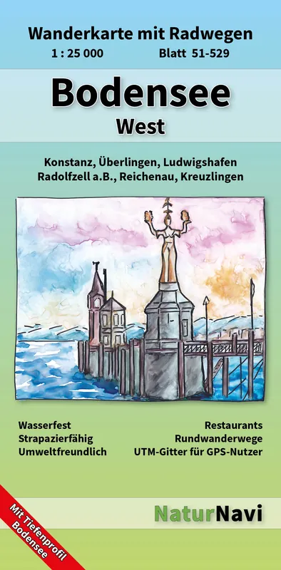NaturNavi 51-529 wandelkaart Bodensee West 1:25.000 Nieuw