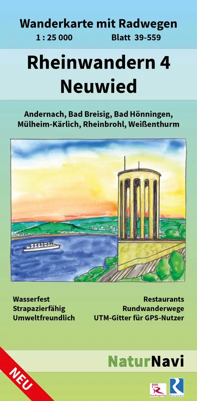NaturNavi 39-559 wandelkaart Rheinwandern 4 (Neuwied) 1:25.000 Express Levering