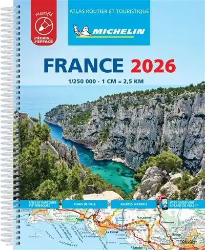 Uitverkoop Frankrijk Wegenatlas 1/250.000 spiraalband, geplastificeerd 2026 / Michelin