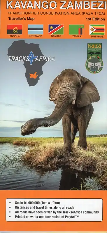 Kavango Zambezi - Transfrontier conservation area 1:1.000.000 Finale Uitverkoop