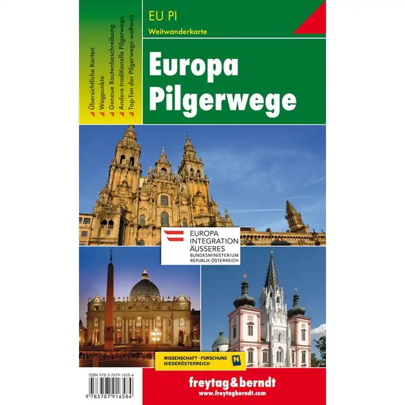 Betaalbaar Europa Pilgerwege | overzichtskaart 1:3.500.000