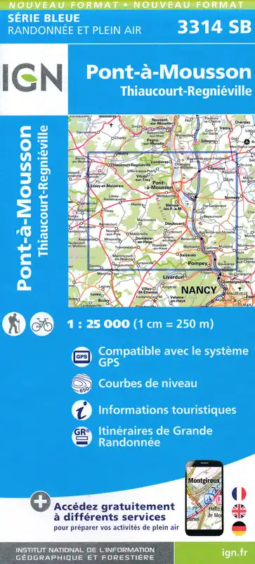 SB-3314 Pont-à-Mousson, Thiaucourt-Regniéville | wandelkaart 1:25.000 Superprijs