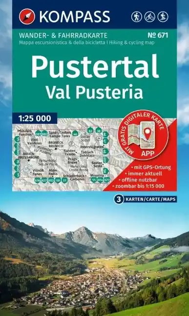 Dagaanbieding Kompass wandelkaart KP-671 Pustertal 1:25.000