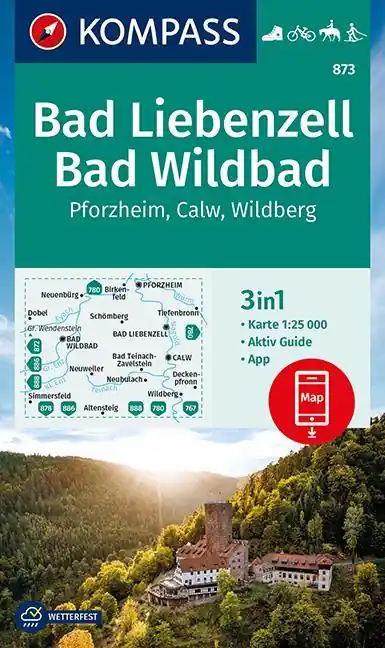 Kompass wandelkaart KP-873 wandelkaart Bad Liebenzell, Bad Wildbad Exclusieve Aanbieding