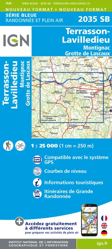 SB-2035 Terrasson-Lavilledieu | wandelkaart 1:25.000 Favoriet