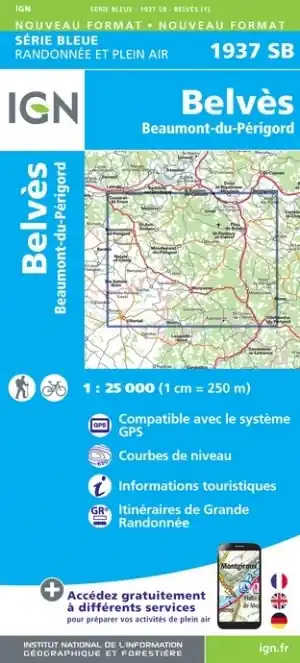Meest Verkocht SB-1937 Belvès/ Beaumont-du-Périgord | wandelkaart 1:25.000