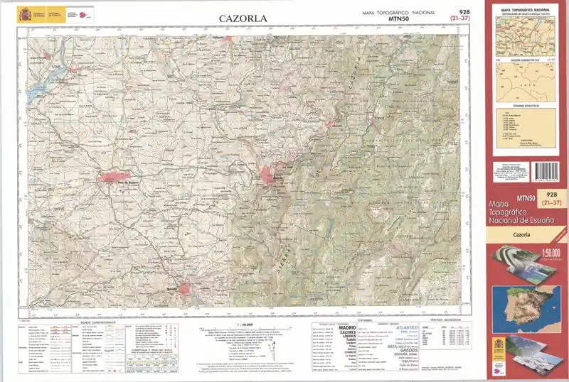 Hoja-928 Topografische wandelkaart omgeving Cazorla 1:50.000 Beperkte Voorraad
