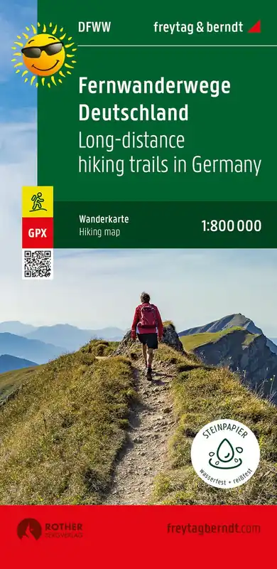 Populair overzichtskaart Fernwanderwege Deutschland 1:800.000