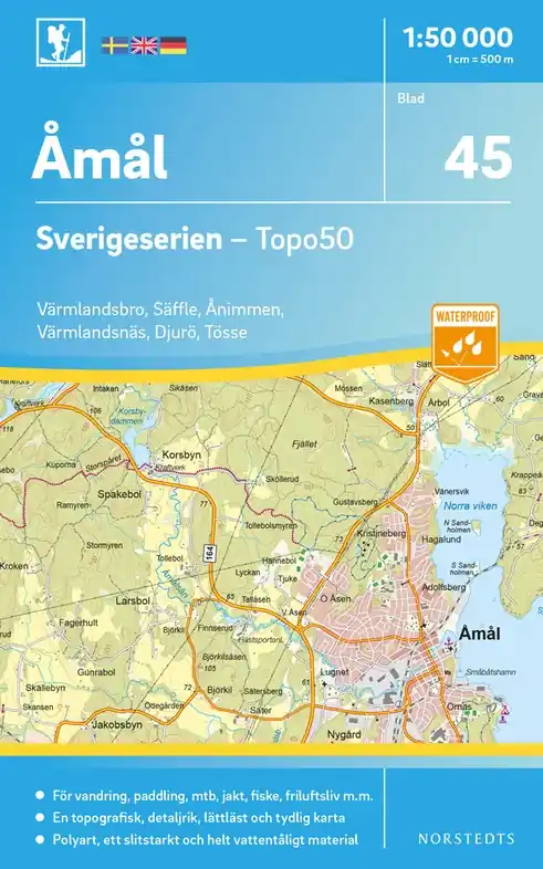 Hoge Kwaliteit SE.T50.045 topografische wandelkaart Amal (Åmål)1:50.000