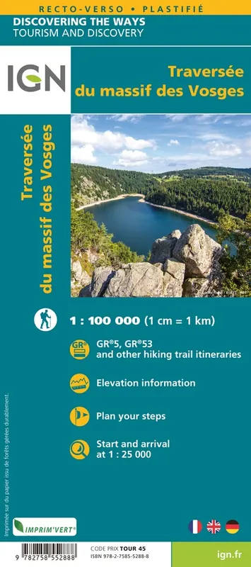 Alleen Vandaag GR-5 Traversée du Massif des Vosges (wandelkaart GR5 en GR53)