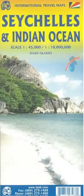 ITM Seychelles & Indian Ocean | landkaart, autokaart 1:45.000 / 1:1.000.000 Gereduceerde Prijs