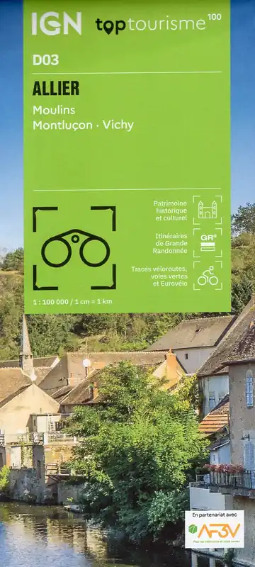 TCD-03 Allier| overzichtskaart / fietskaart 1:100.000 Koopje