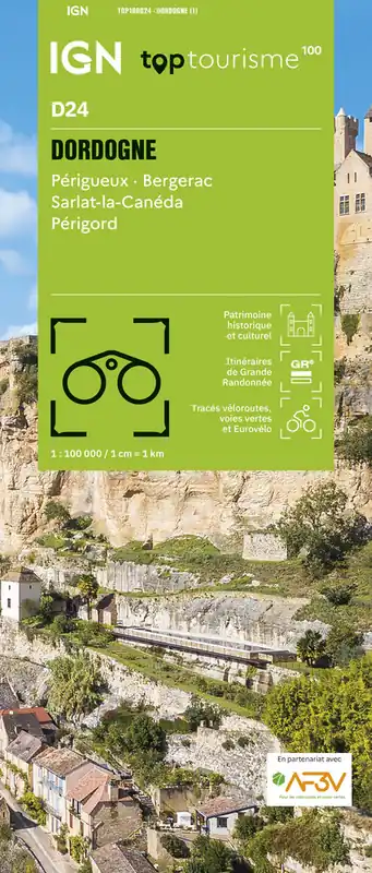 Veilige Betaling TCD-24 Dordogne | overzichtskaart / fietskaart 1:100.000