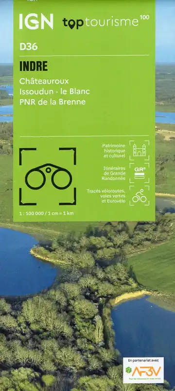 TCD-36 Indre | overzichtskaart / fietskaart 1:100.000 Gratis Retour