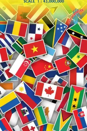 World map met vlaggen 1:43.000.000 Direct Verzonden