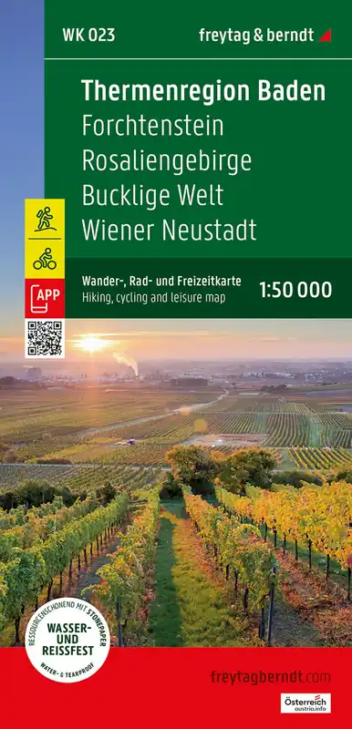 Betrouwbaar WK-023 Thermenregion Baden Forchtenstein Rosaliengebirge wandelkaart 1:50.000
