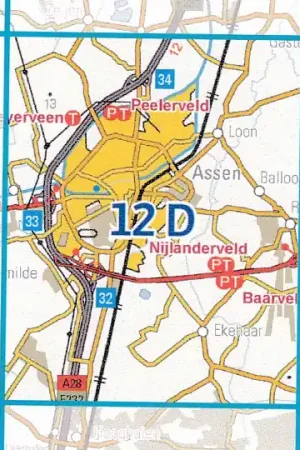 12D  Assen topografische wandelkaart 1:25.000 Alleen Vandaag