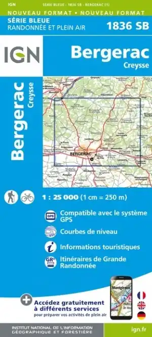 SB-1836 Bergerac, Creysse | wandelkaart 1:25.000 Beperkte Voorraad