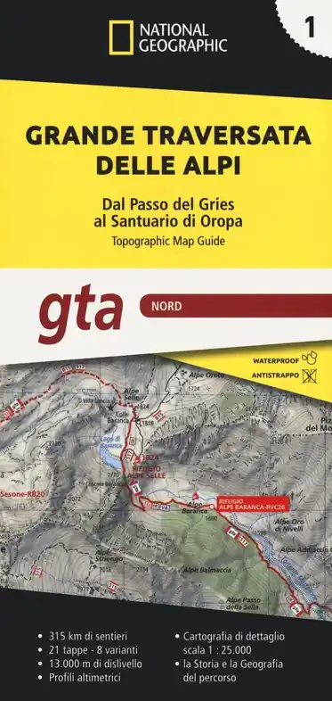 GTA 1: Nord - Grande Traversata delle Alpi | wandelatlas GTA, deel NOORD Koop Online