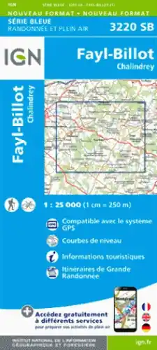 Laatste Versie SB-3220 Fayl-Billot, Chalindrey | wandelkaart 1:25.000