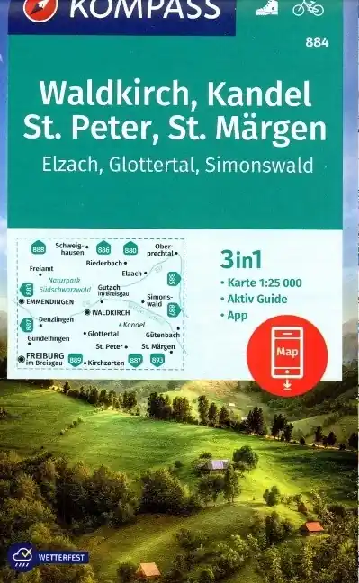 Weekendaanbieding Kompass wandelkaart KP-884 Waldkirch, Kandel, St Peter 1:25.000