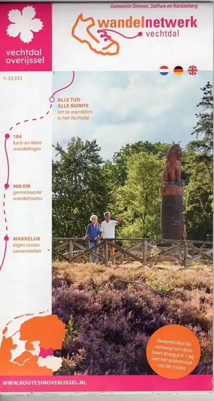 Wandelkaart Vechtdal, Ommen, Dalfsen, Hardenberg 1:33.000 Weekendaanbieding