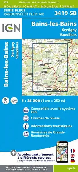 Nieuw SB-3419 Bains-les-Bains, Xertigny, Vauvillers | wandelkaart 1:25.000