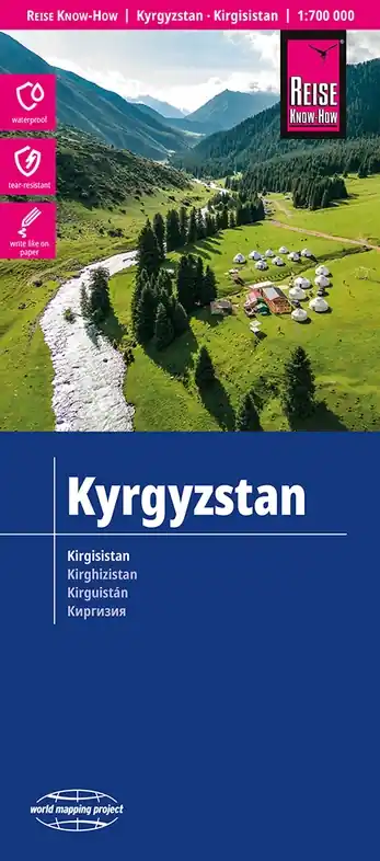 Kyrgyzstan (Kirgistan, Kirgizië) landkaart, wegenkaart 1:700.000 Laatste Kans