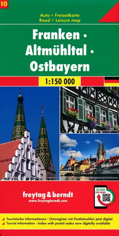 Franken - Altmühltal - Beieren Oost wegenkaart / overzichtskaart 1:150.000 Koopje