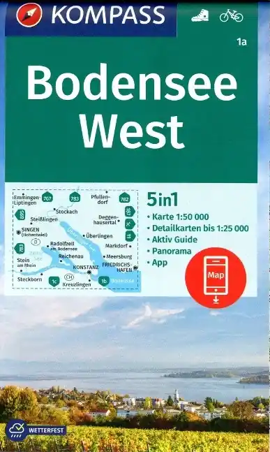 Kompass wandelkaart KP-1a Bodensee West 1:50.000 Gecertificeerd