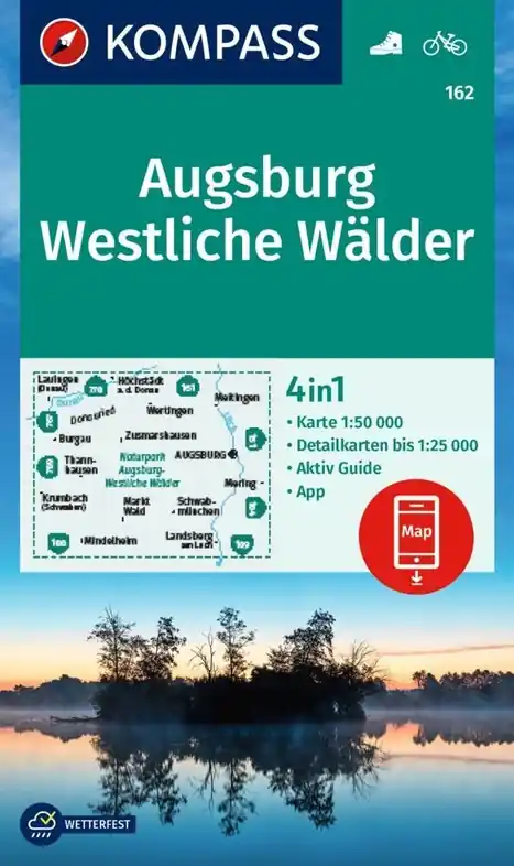 Lage Prijs Kompass wandelkaart KP-162 Augsburg, Westliche Wälder