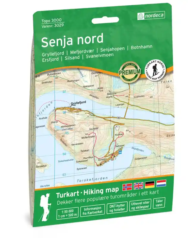 Gratis Retour NO-3029 Senja Nord | topografische wandelkaart 1:50.000
