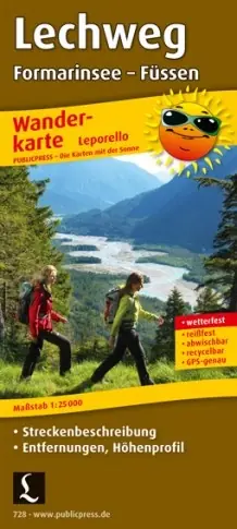 Der Lechweg | Leporello wandelkaart 1:25.000 Direct Beschikbaar
